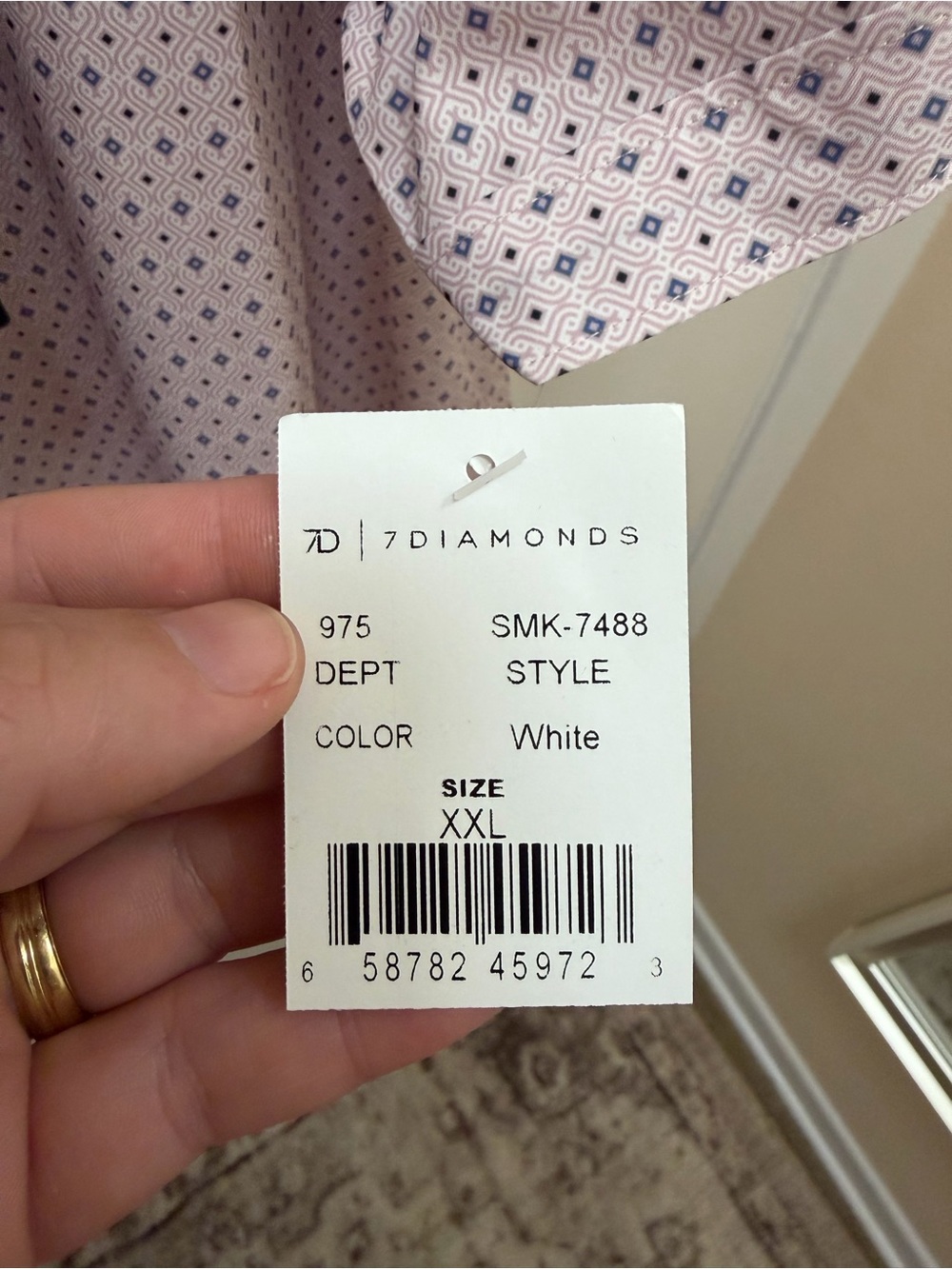 7 Diamonds Men's Light Pink Short Sleeve Button Down with Micro Pattern - Picture 12 of 12